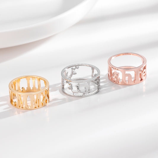 Hollow Letter Ring Any Languages QR284
