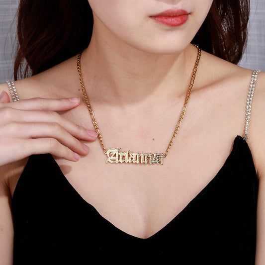 Old English Cross Name Necklace QN586