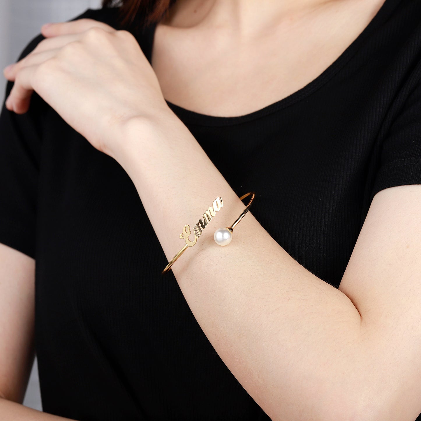Pearl Bangle Personalized Stainless Steel Nameplate  QB331