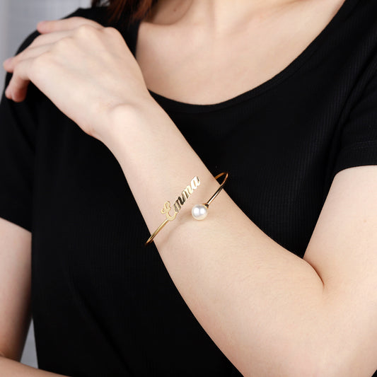 Pearl Bangle Personalized Stainless Steel Nameplate  QB331