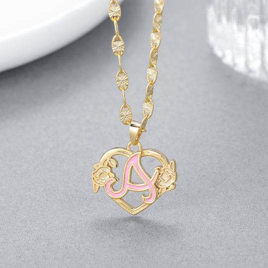 Peach Blossom Letter Necklace QN496