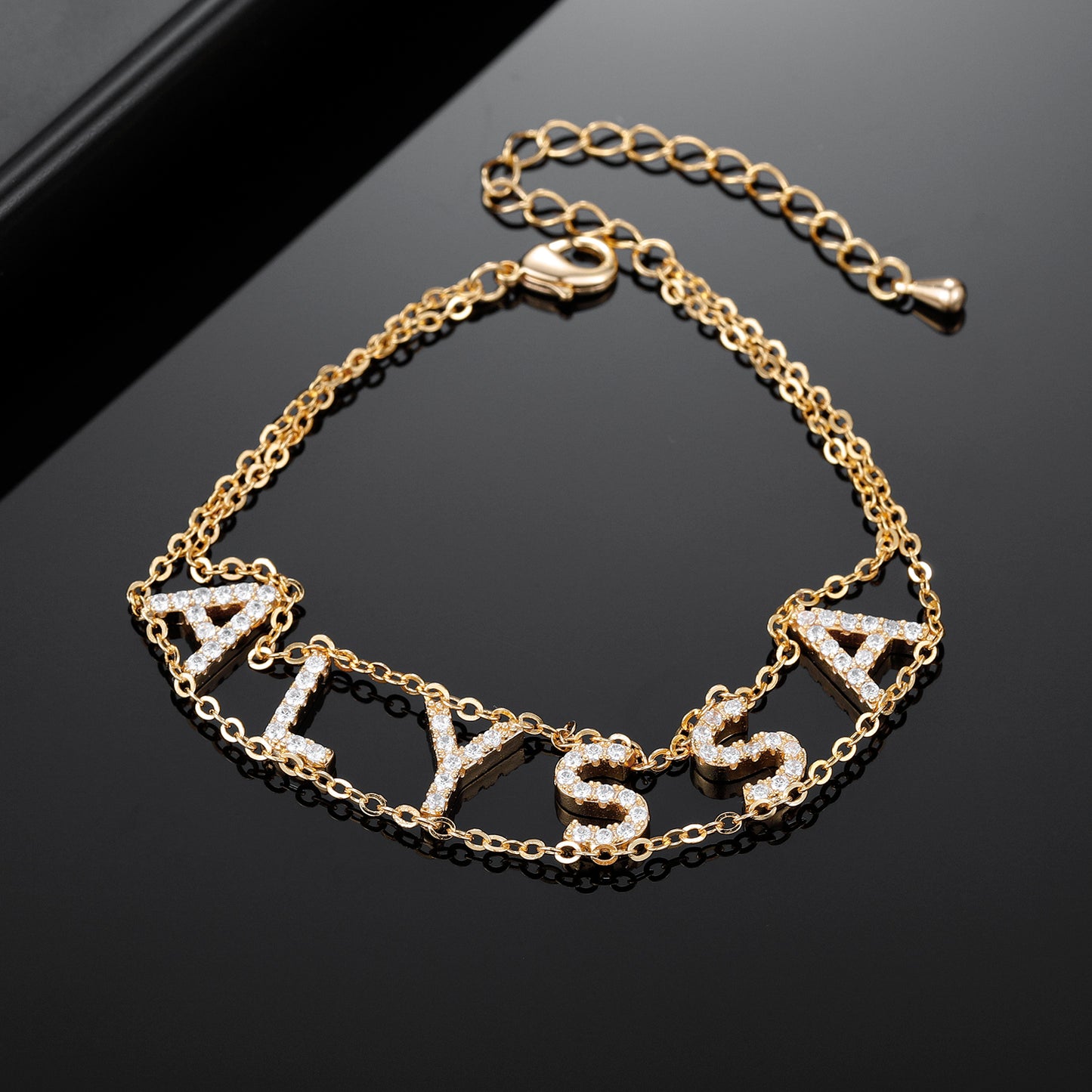 Double Diamond Name Bracelet QB326