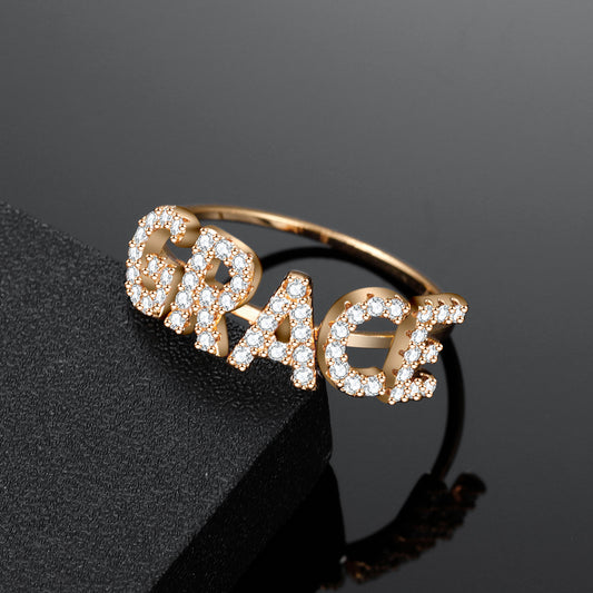 Diamond Letter Ring QR325
