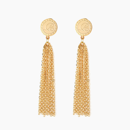 Boucles d'oreilles avec chaîne pompon QE635