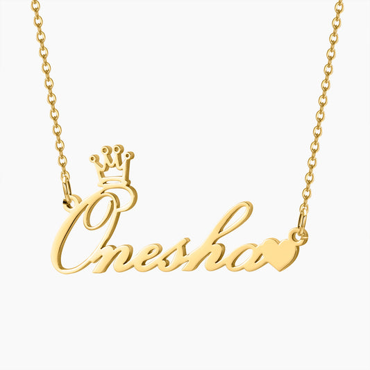 Cursive Crown Name Necklace QN008-F65