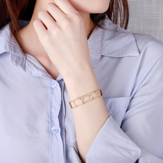 Double Diamond Name Bracelet QB326