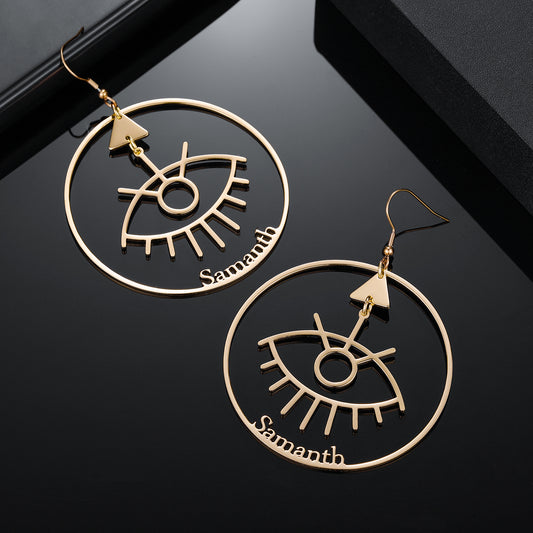 Demon Eye Name Hoop Earring QE552