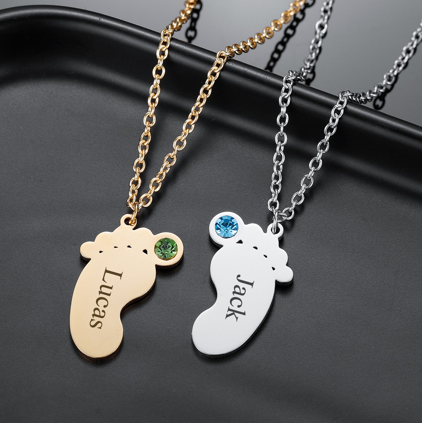Birthstone Necklace-Baby Feet SN328