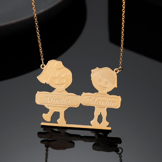 Collier Prénom Couple Garçon Et Fille QN326