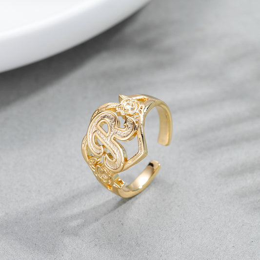 Flower Heart Adjustable Ring QR497