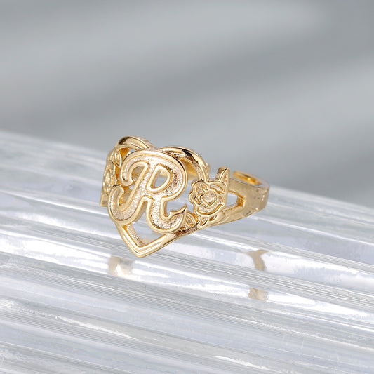 Flower Heart Adjustable Ring QR497
