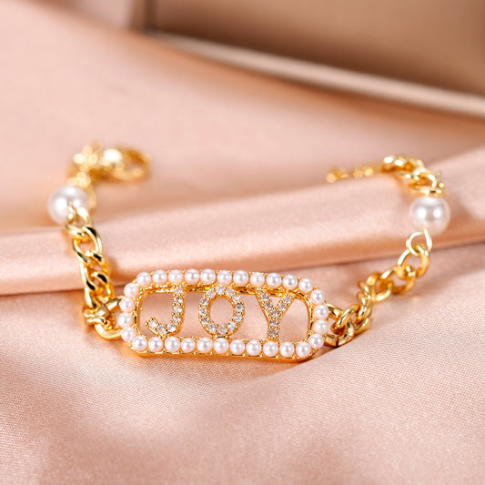 Pearl Chain Name Bracelets QB515