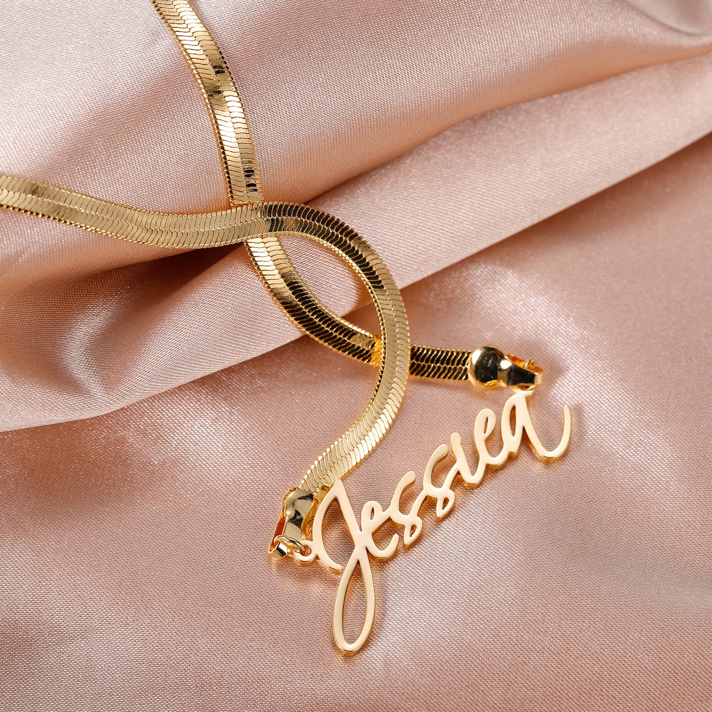 Herringbone Chain Name Necklace QN608