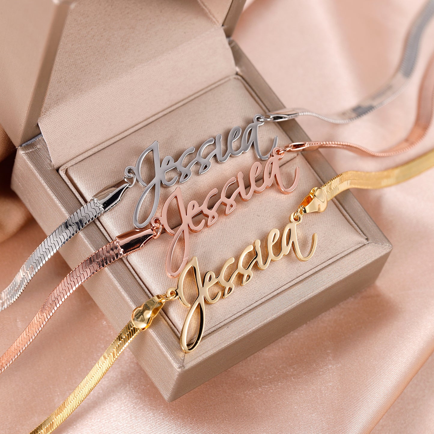 Herringbone Chain Name Necklace QN608