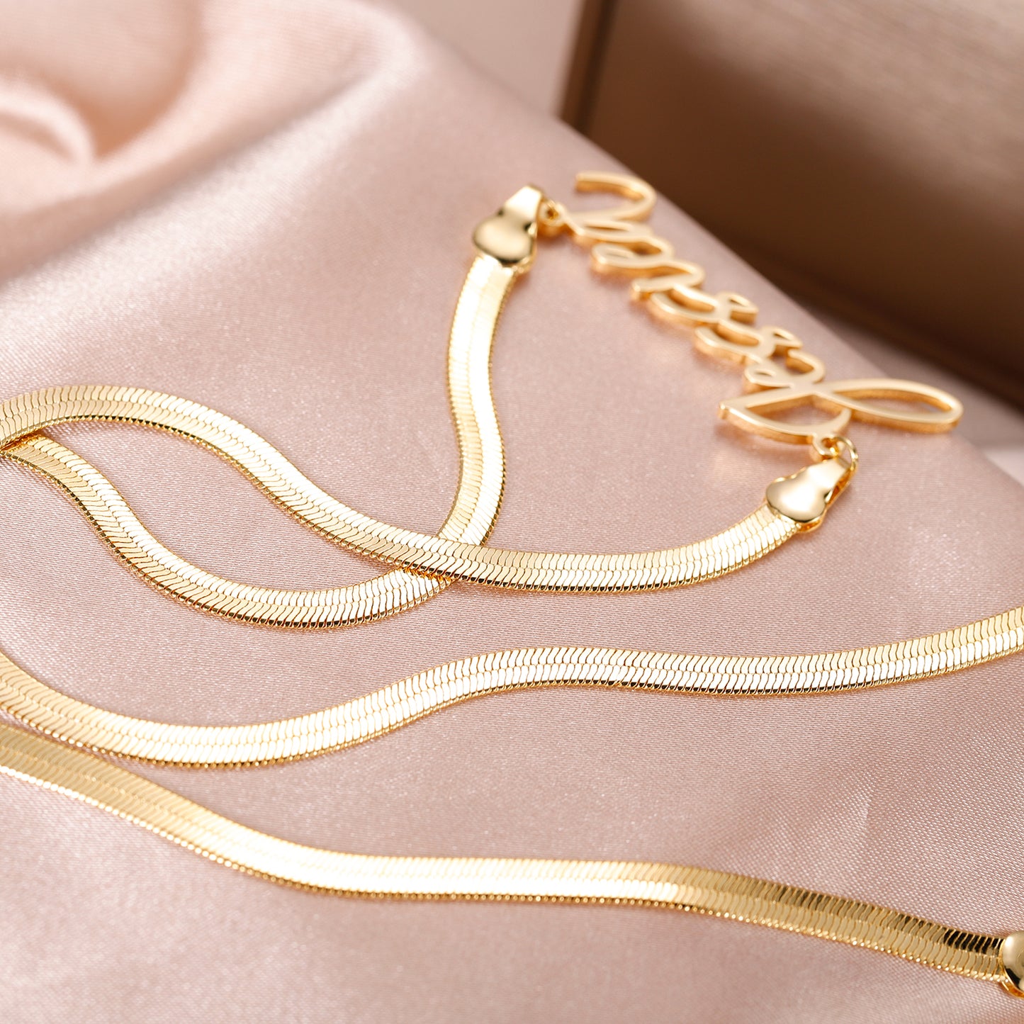 Herringbone Chain Name Necklace QN608