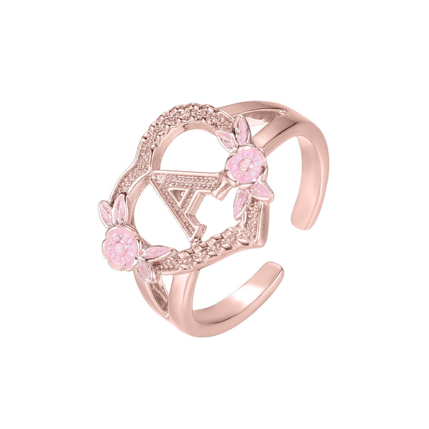 Peach Blossom Letter Ring QR496