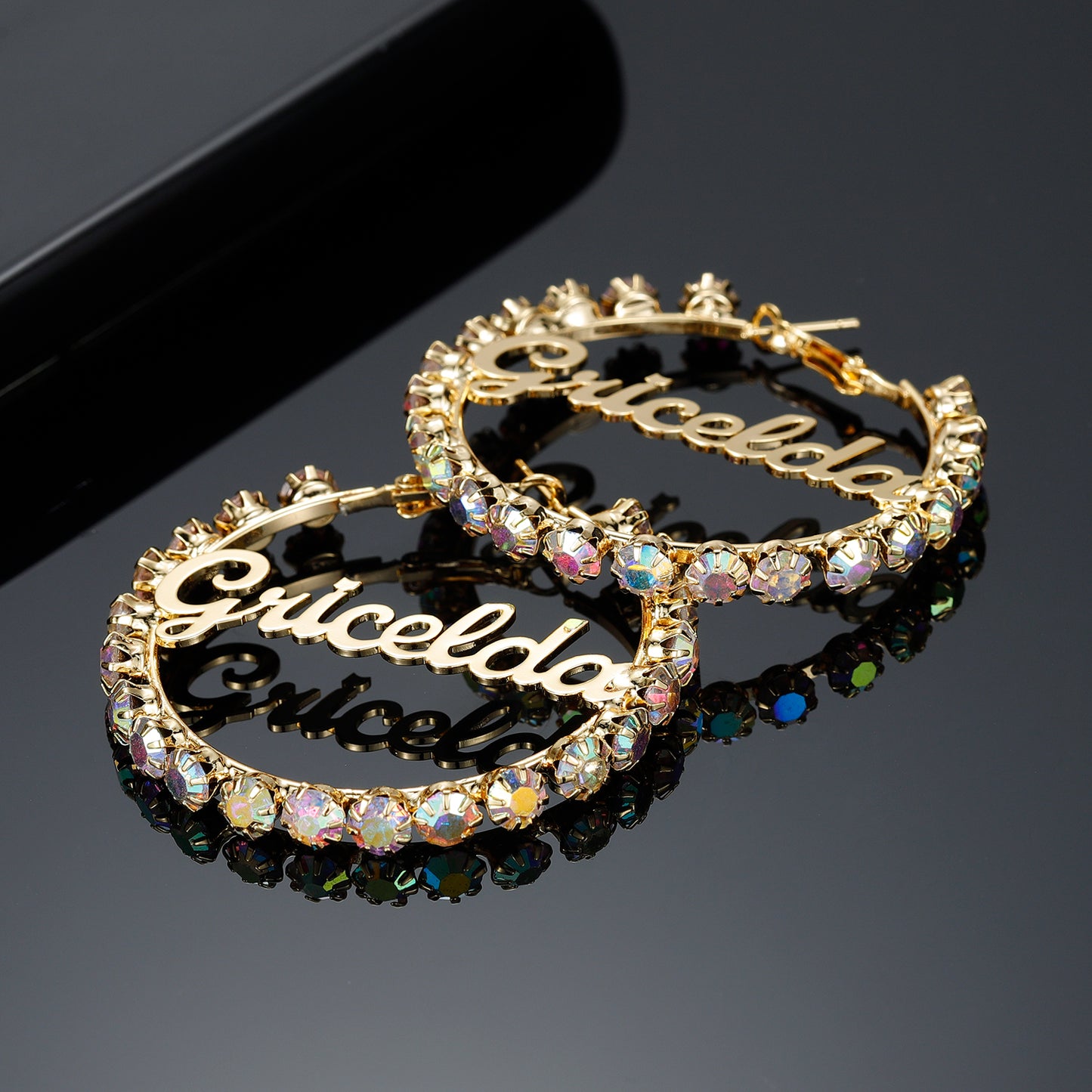 Fancy Color Diamond Round Name Earrings QE398