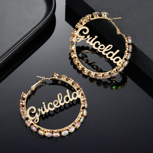 Fancy Color Diamond Round Name Earrings QE398