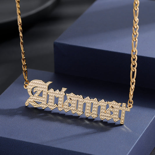 Old English Cross Name Necklace QN586