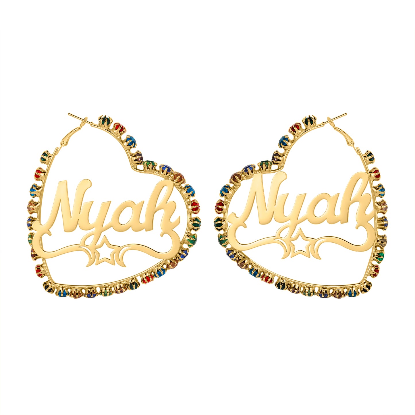 Fancy Color Diamond Heart Name Earrings QE399