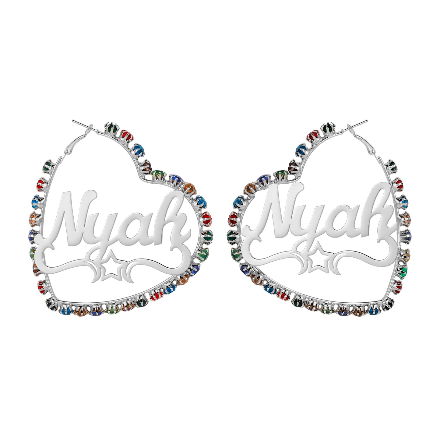 Fancy Color Diamond Heart Name Earrings QE399