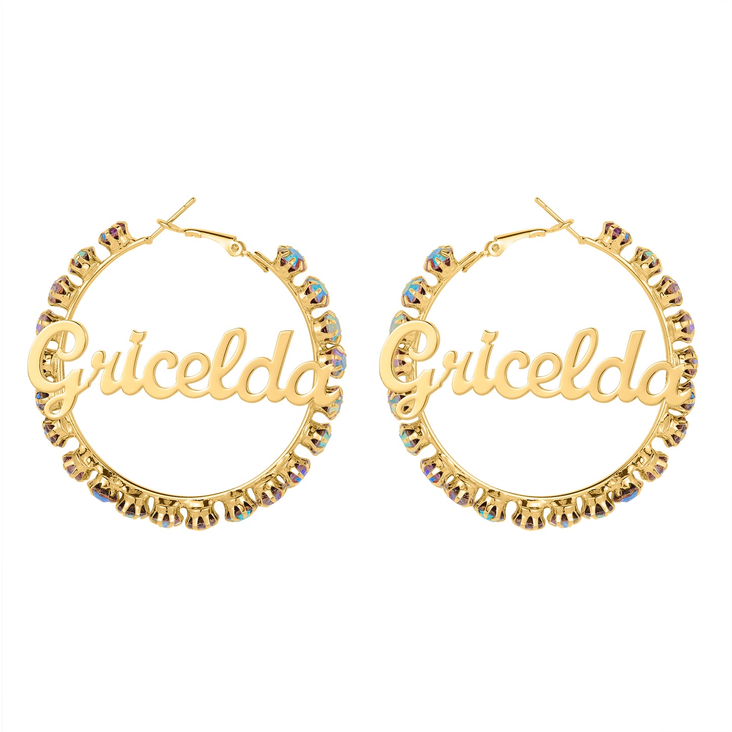 Fancy Color Diamond Round Name Earrings QE398