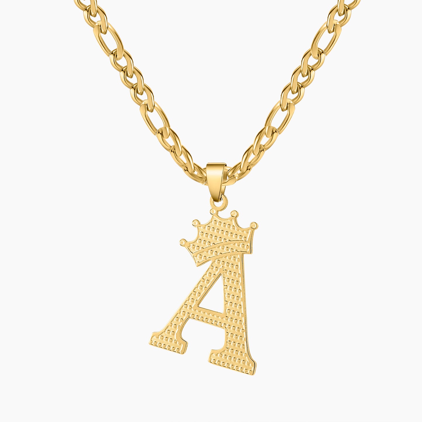 Crown Initial Curb Chain Necklace SN594