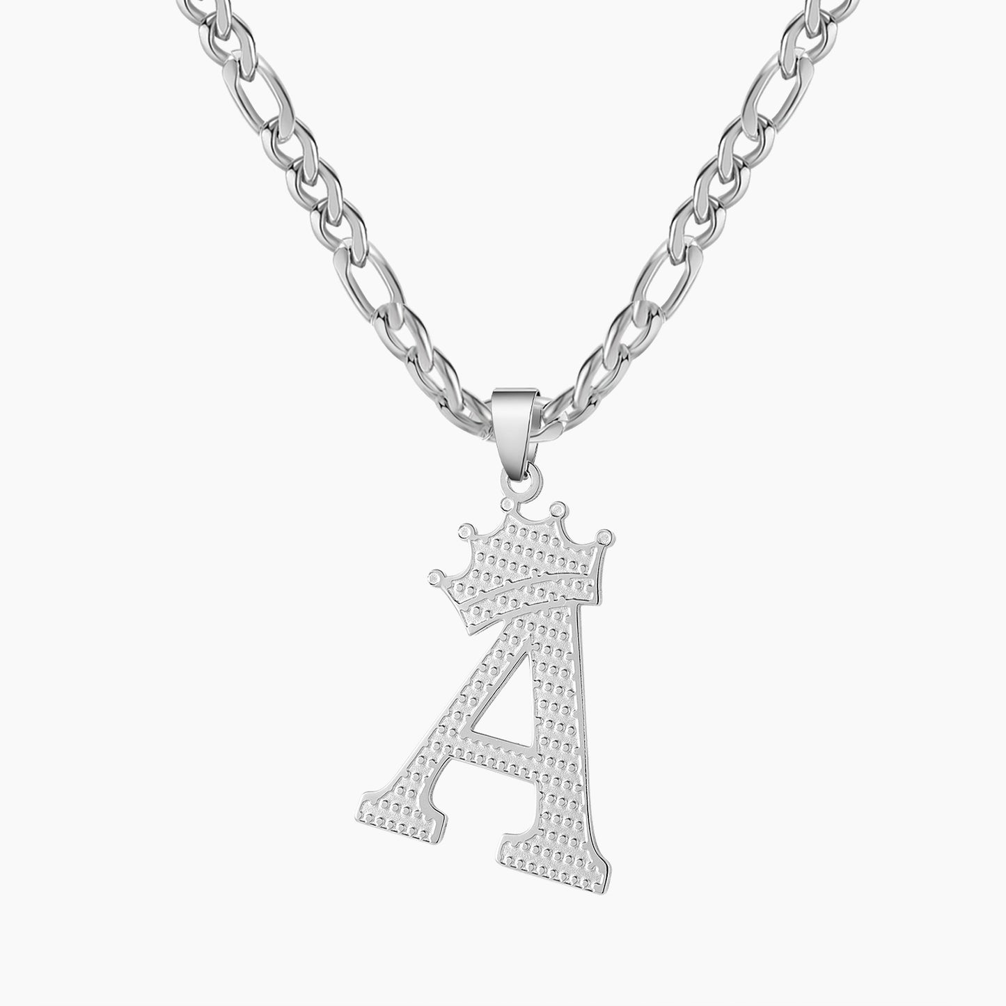 Crown Initial Curb Chain Necklace SN594