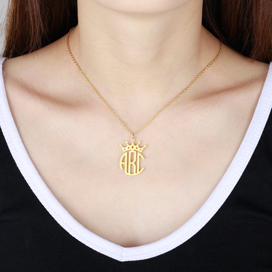Collier Prénom Monogramme Couronne QN276 