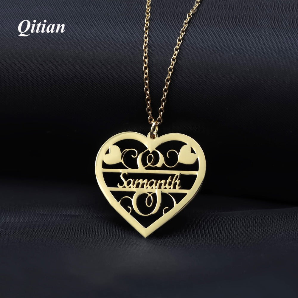 Vintage Name Heart Necklace