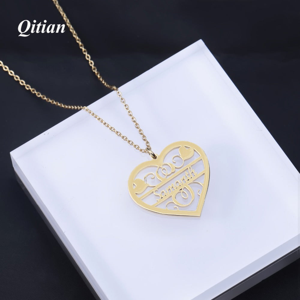 Vintage Name Heart Necklace