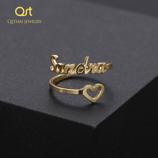 Empty Heart Name Ring