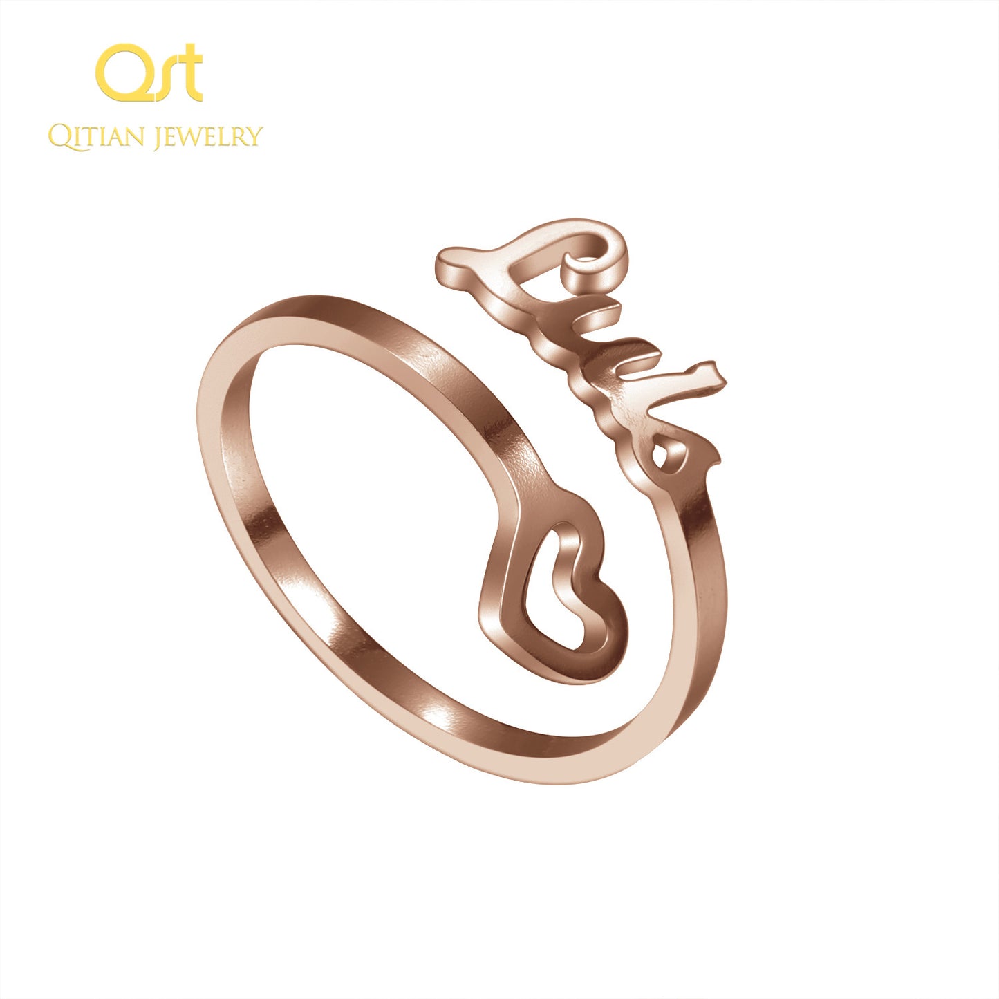 Empty Heart Name Ring