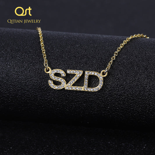 Iced Out Zirconia Letters Necklace