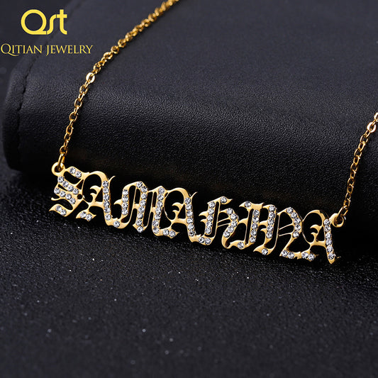 Crystal Pendant Custom Name Necklace