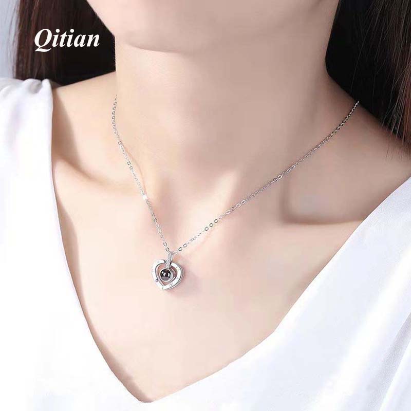 Rose Gold Silver 100 Languages Pendant Necklace