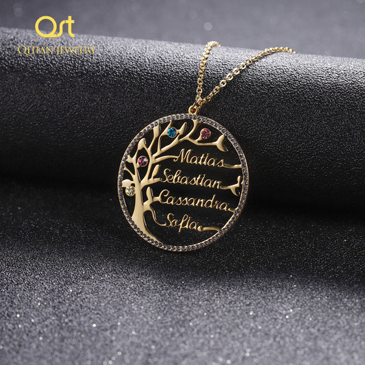 Birthstone Family Tree Crystal Necklace QN307