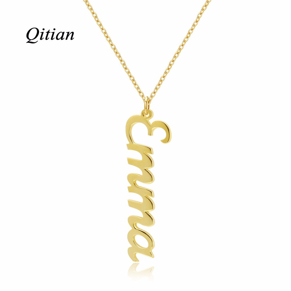 Vertical English Nameplate Necklace QN086