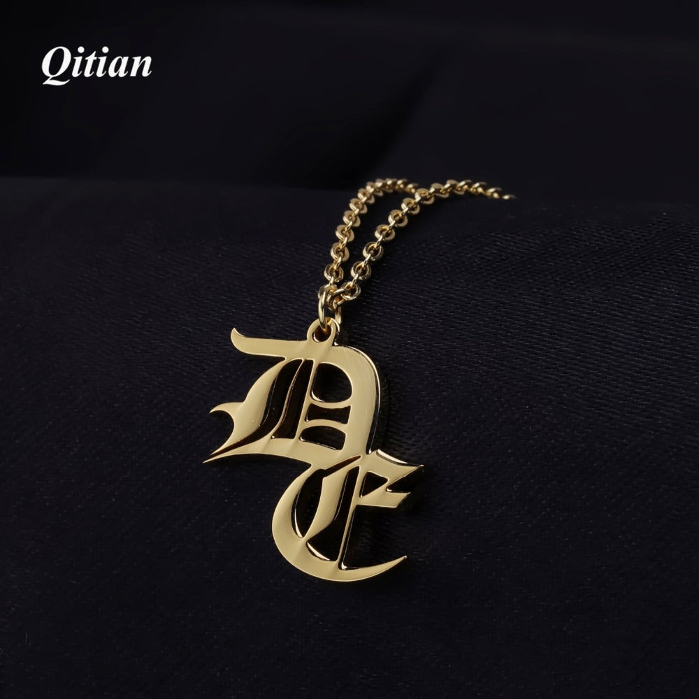 Collier Vintage Old English Double Lettres