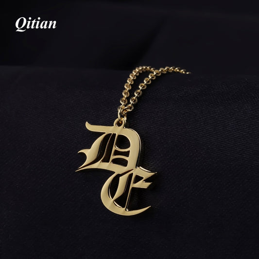 Vintage Old English Double Letters Necklac