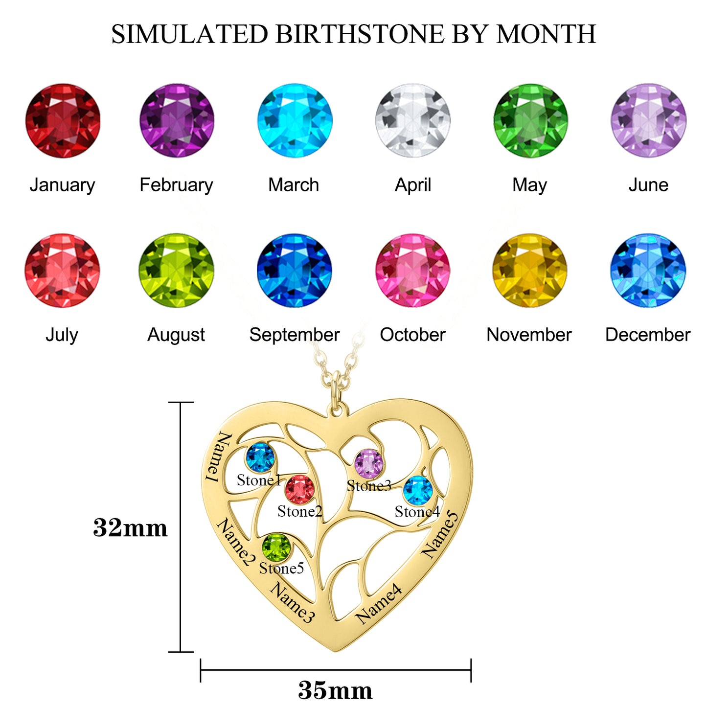 Personalized Birthstone Necklace DN201