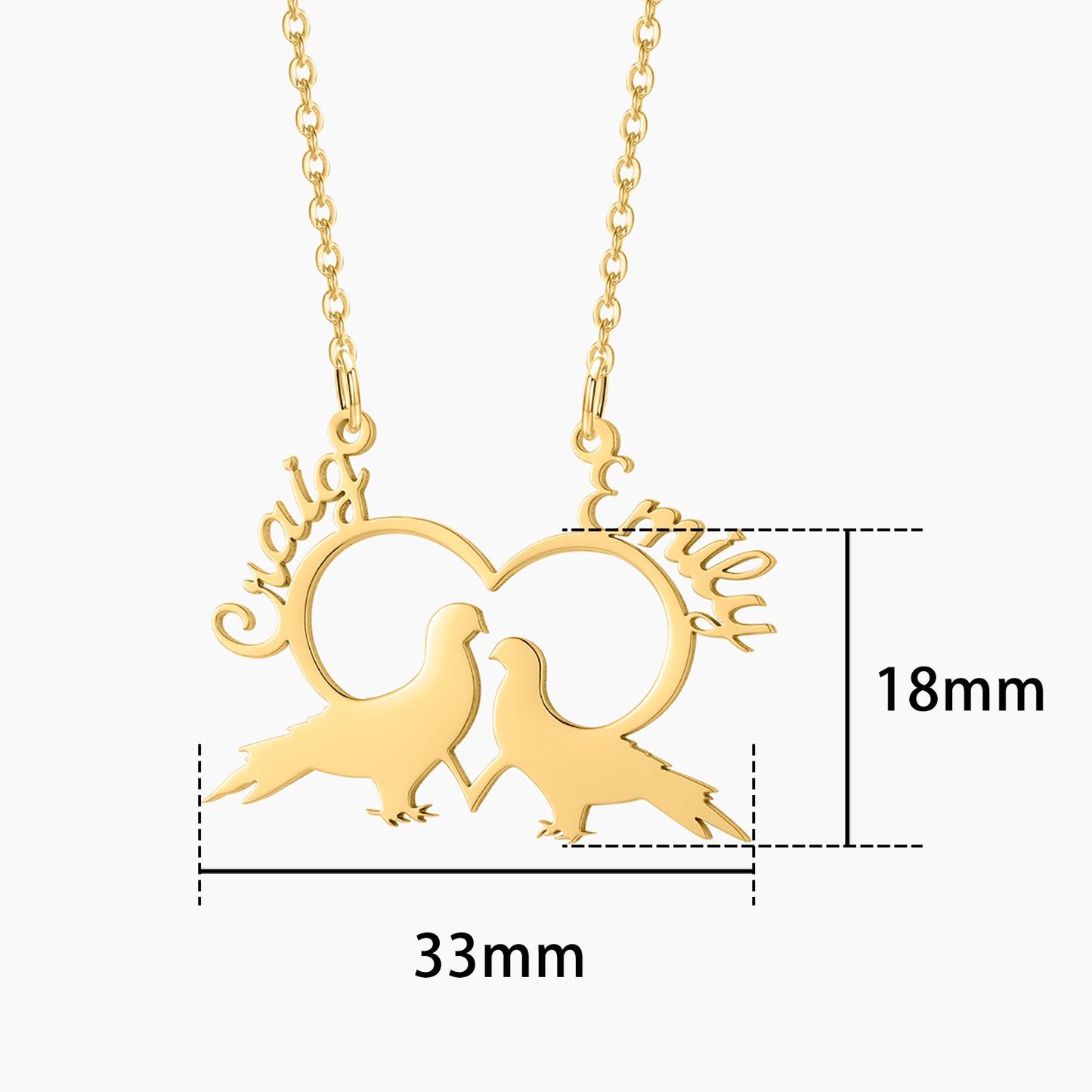 Magpie Shape Necklace With 2Names QN467