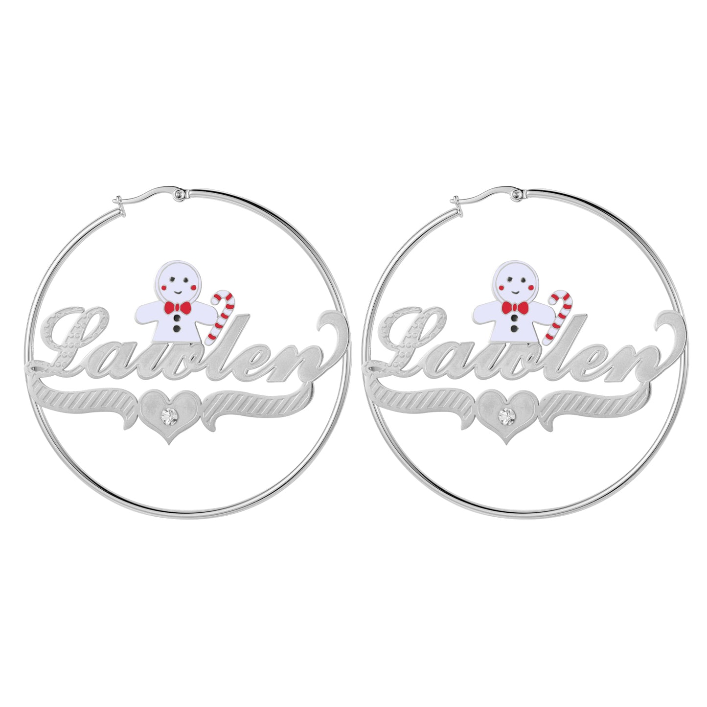 Boucles d'oreilles créoles avec nom de bonhomme de neige de Noël QE993