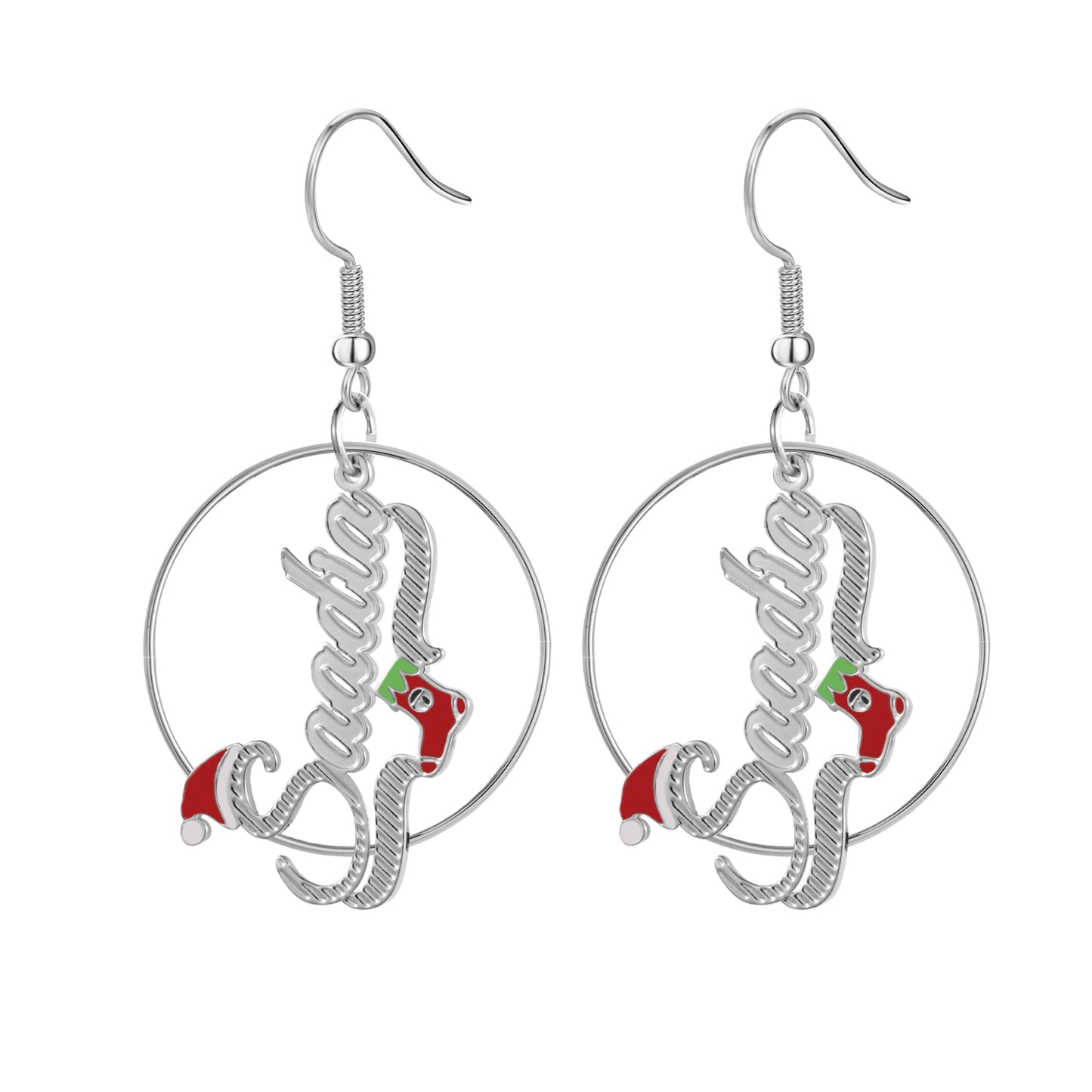 Christmas Stocking Name Hoop Earrings QE992