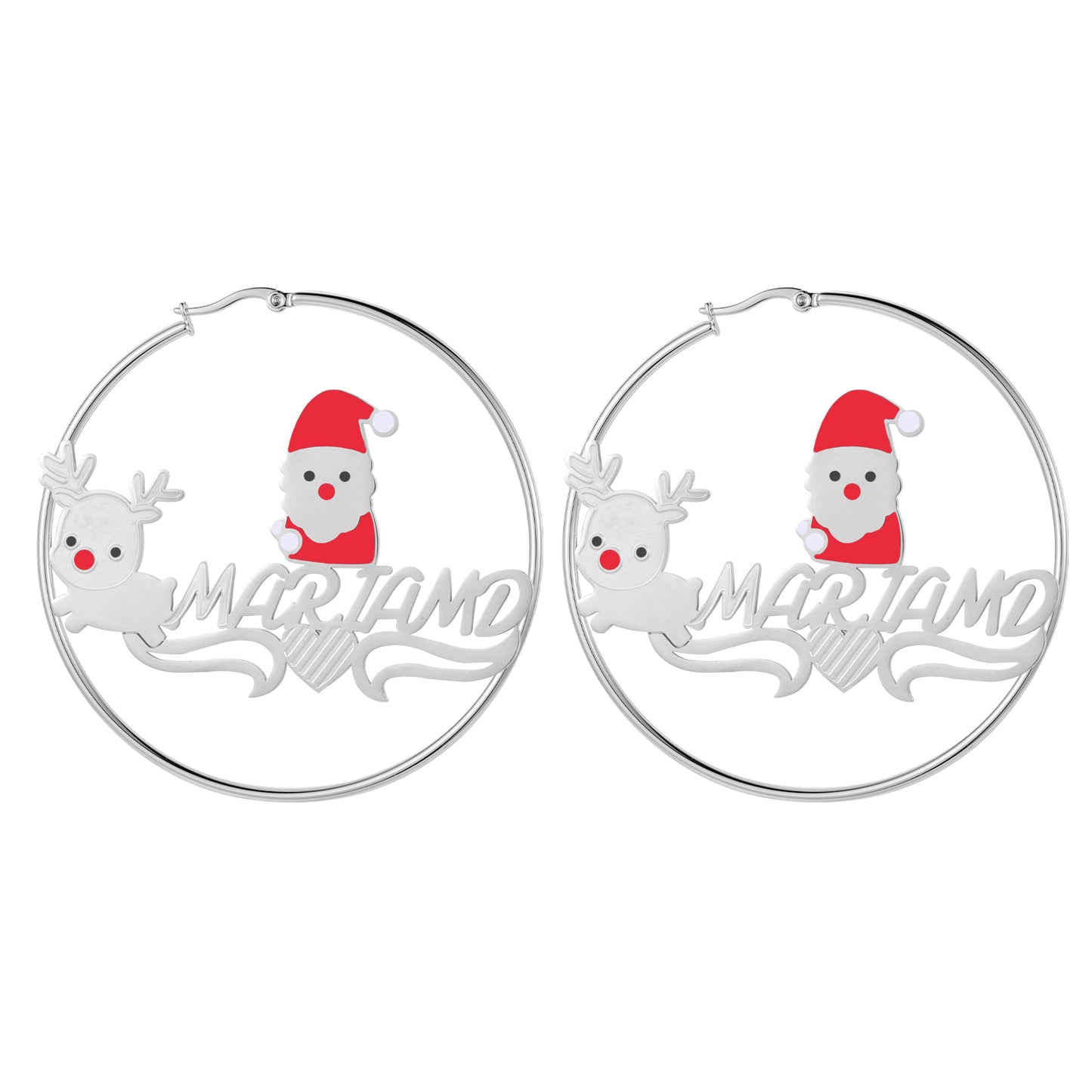 Christmas Santa Claus Name Hoop Earrings QE1000