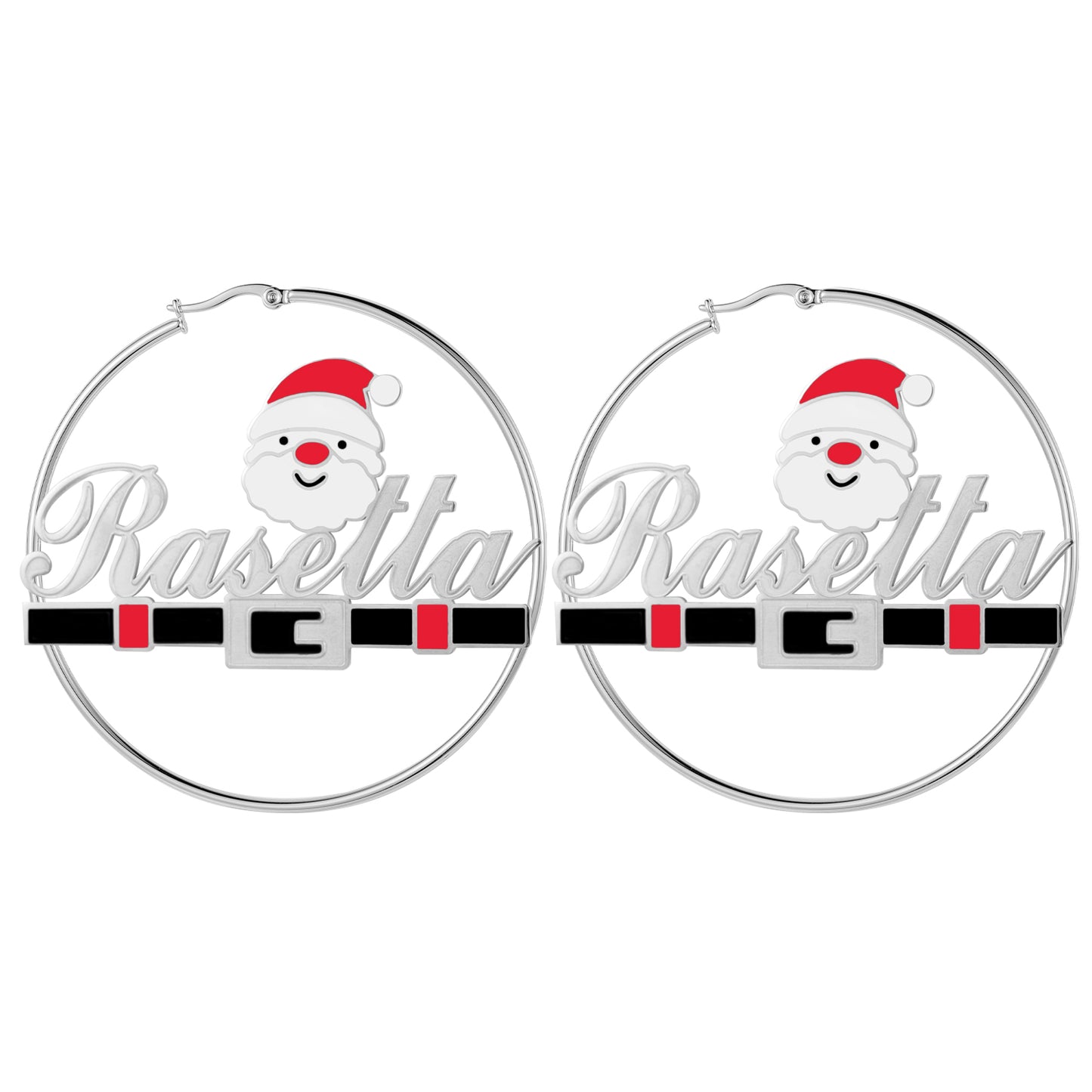 Boucles d'oreilles créoles avec nom du père Noël QE996