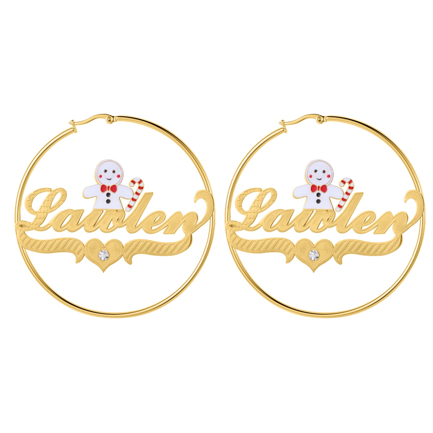 Boucles d'oreilles créoles avec nom de bonhomme de neige de Noël QE993