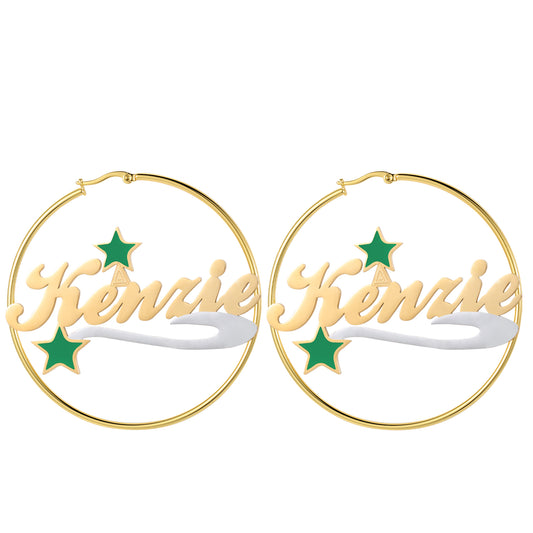 Christmas Star Name Hoop Earrings QE994