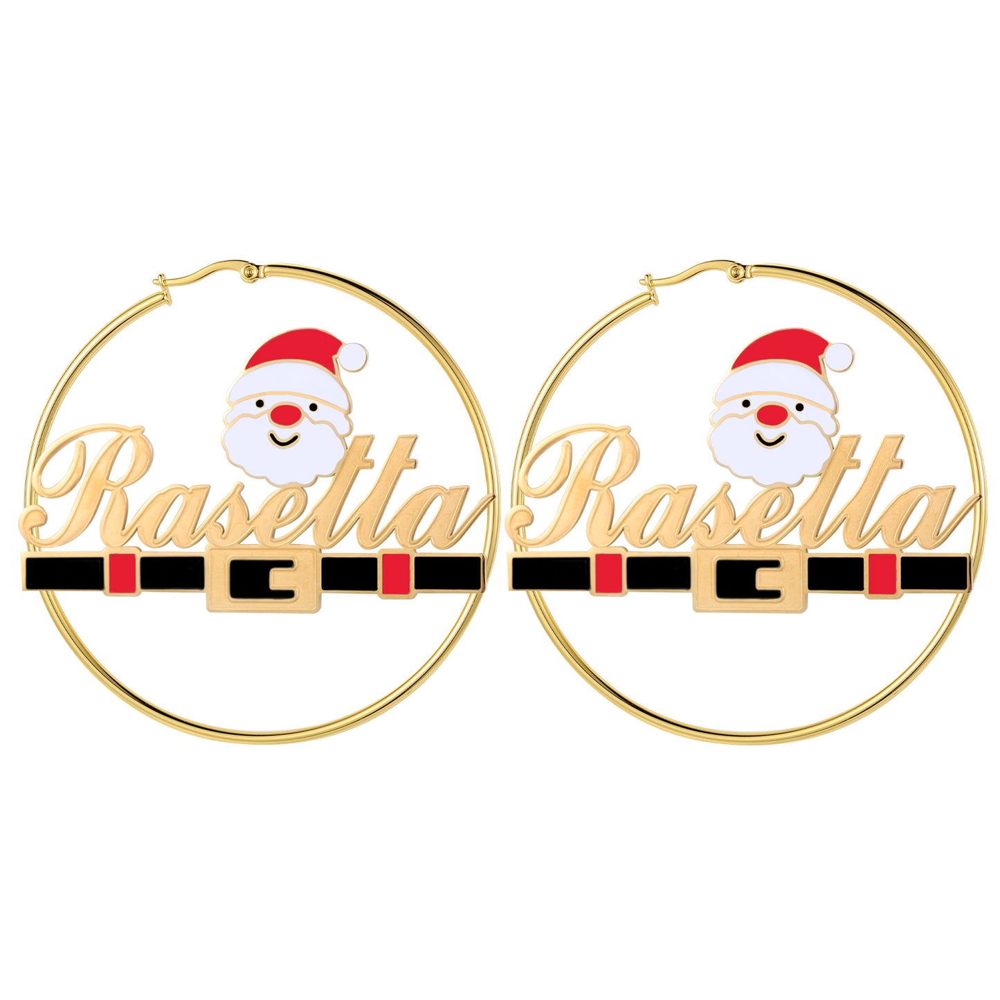 Boucles d'oreilles créoles avec nom du père Noël QE996