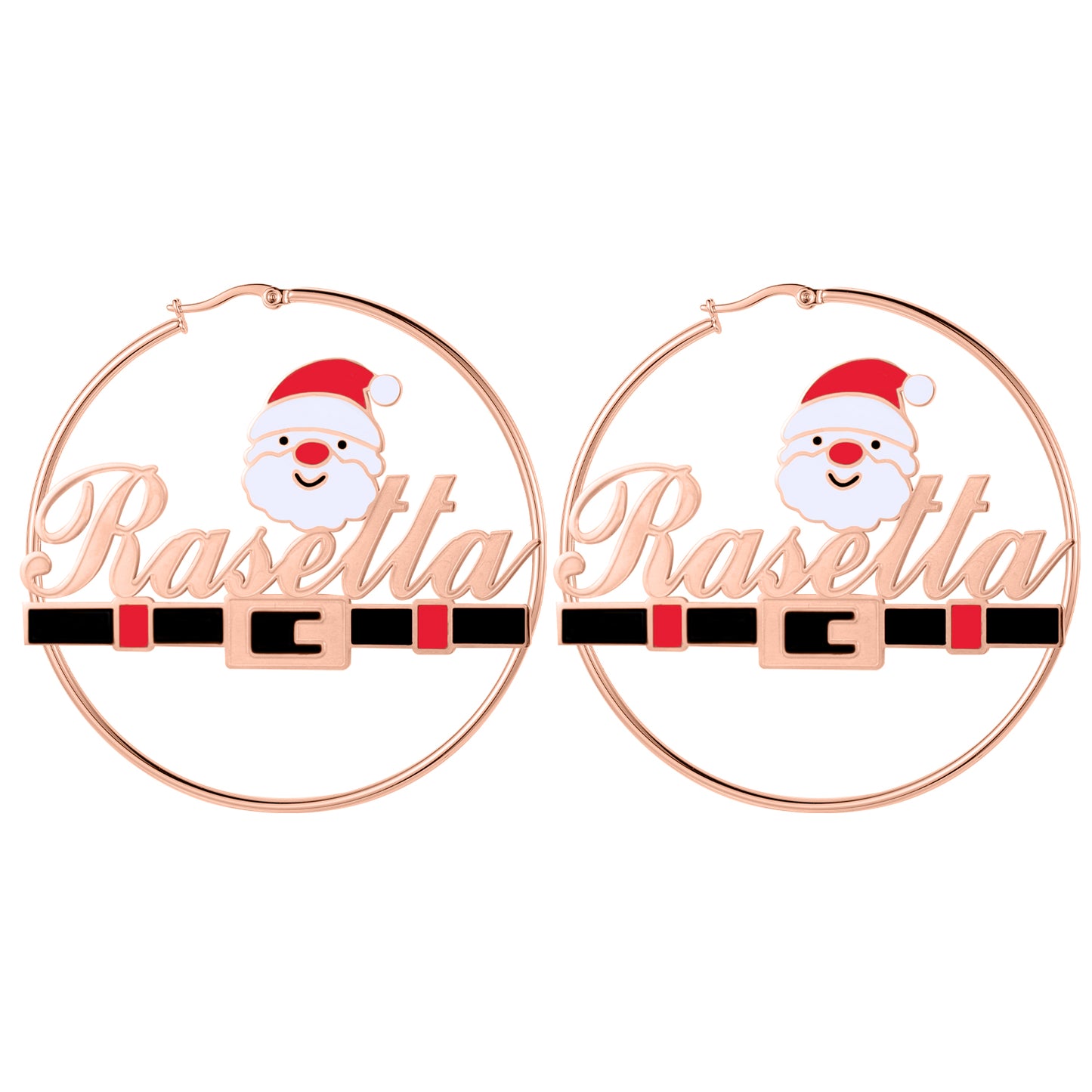 Boucles d'oreilles créoles avec nom du père Noël QE996